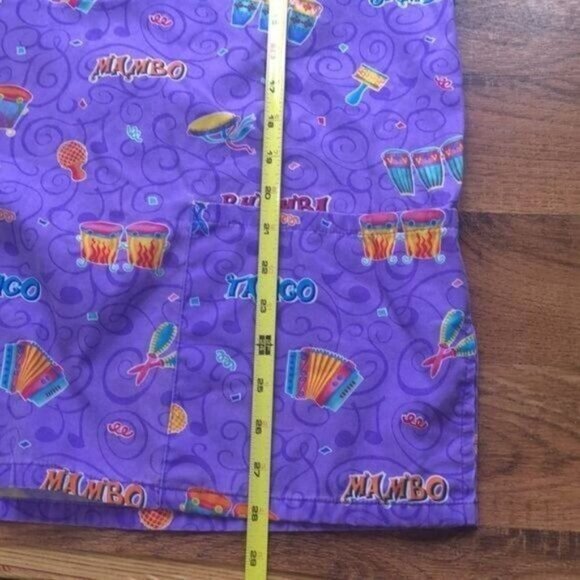 Musical Instrument Print Scrub Top Purple Mambo Samba Tango Nurse‎ - Picture 4 of 10